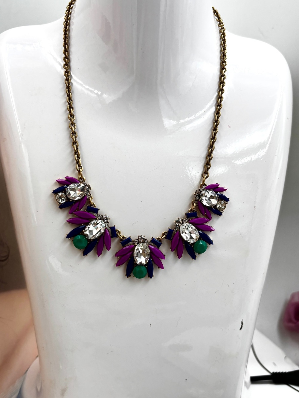J.Crew Vintage Crystal Statement Flowers Necklace